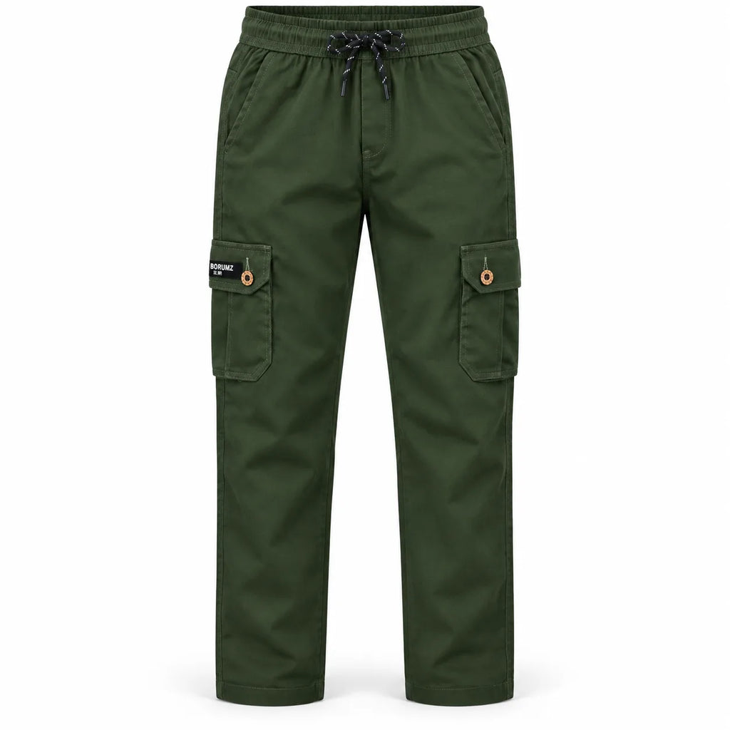 Dark Olive Cargo Pants - Cotton Trousers