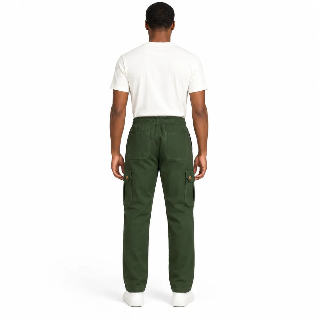 Dark Olive Cargo Pants - Cotton Trousers