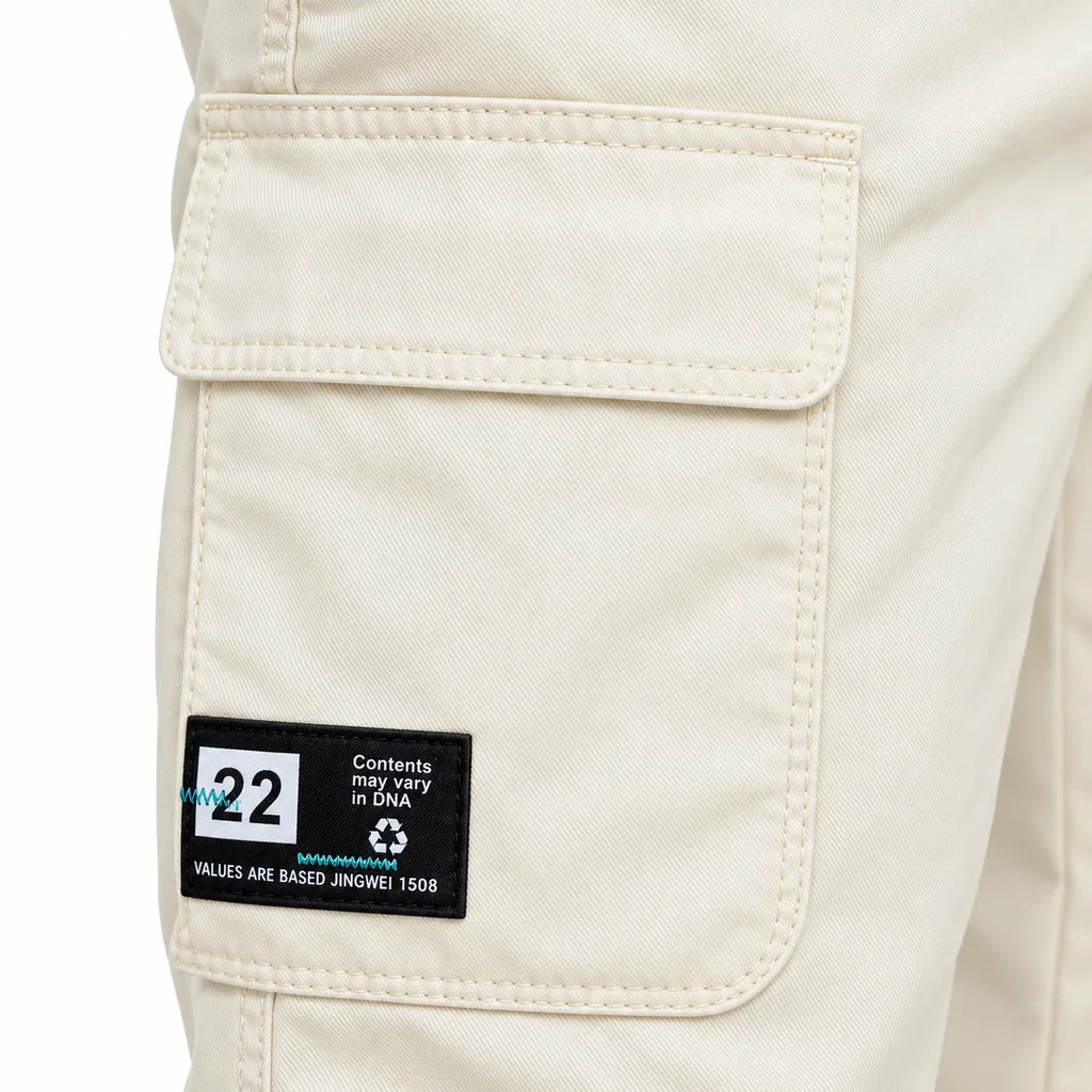 Off White Cotton Cargo Pants - Regular Fit Utility Trousers