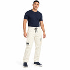 Off White Cotton Cargo Pants - Regular Fit Utility Trousers