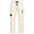 Off White Cotton Cargo Pants - Regular Fit Utility Trousers