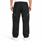Black Cotton Cargo Pants - Regular Fit Utility Trousers