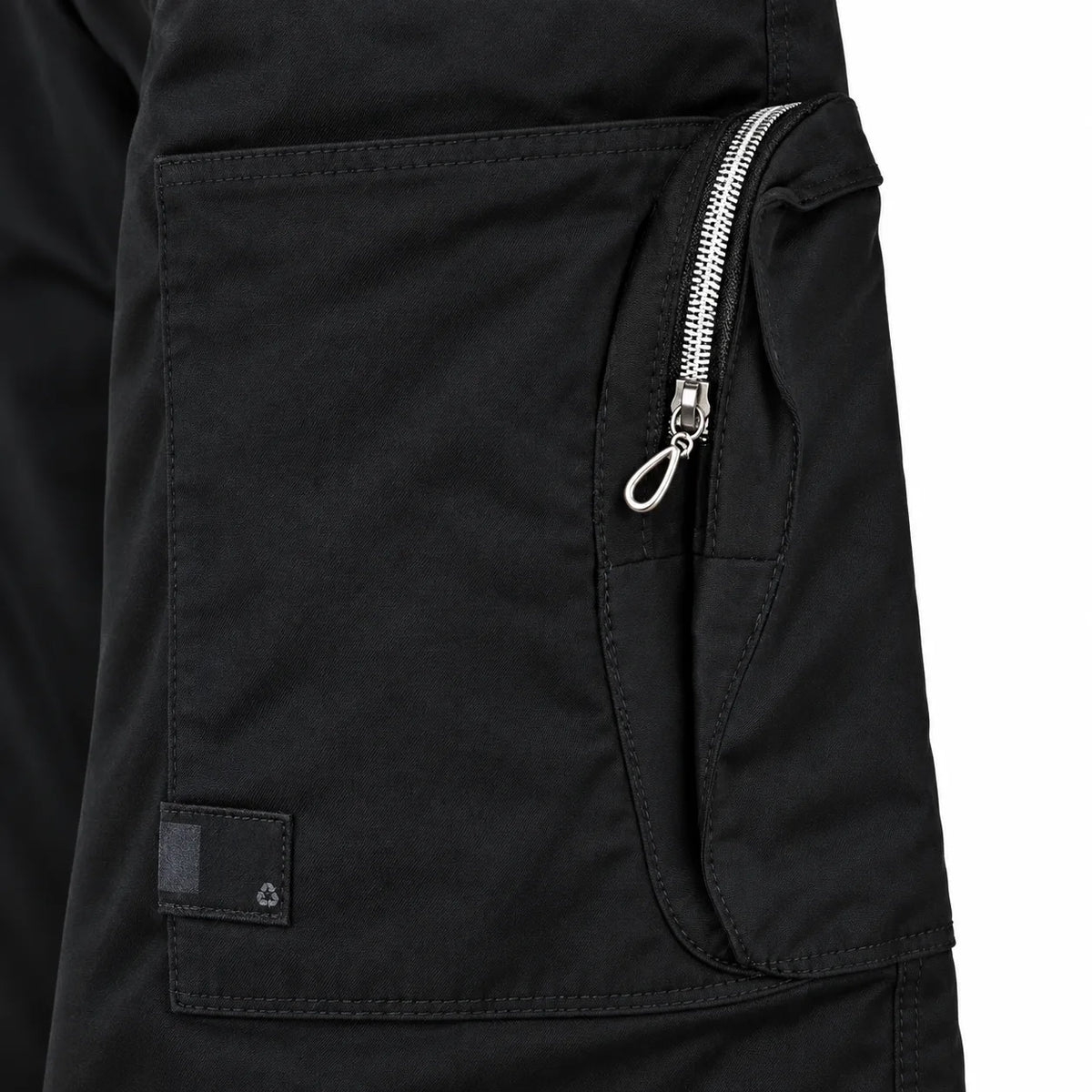 Black Cotton Cargo Pants - Regular Fit Utility Trousers