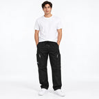 Black Cotton Cargo Pants - Regular Fit Utility Trousers