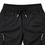 Black Cotton Cargo Pants - Regular Fit Utility Trousers