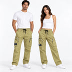 Khaki Cotton Cargo Pants - Regular Fit Utility Trousers