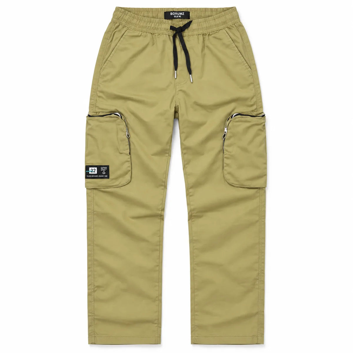 Khaki Cotton Cargo Pants - Regular Fit Utility Trousers