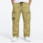 Khaki Cotton Cargo Pants - Regular Fit Utility Trousers
