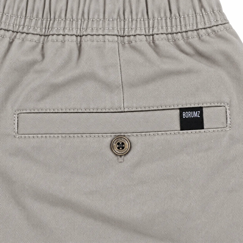 Stone Grey Cotton Cargo Pants - Regular Fit Utility Trousers