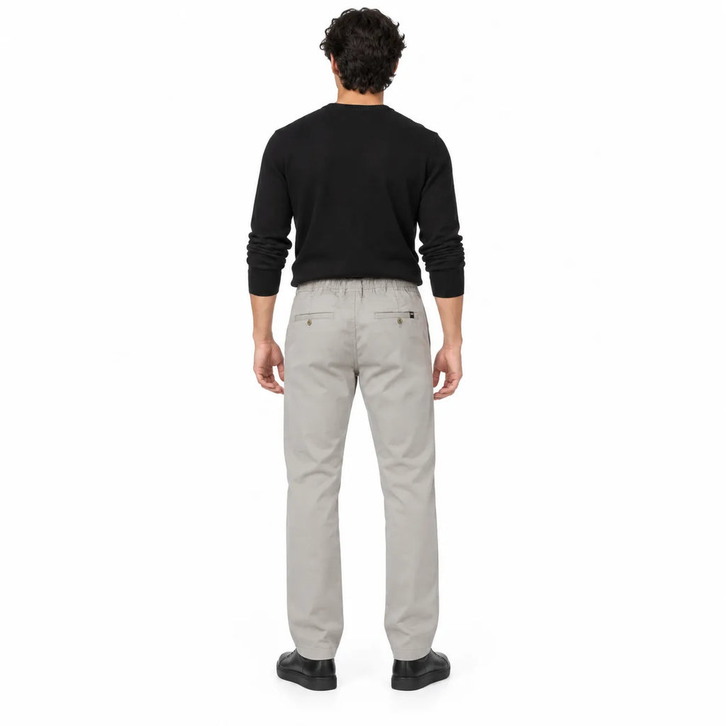 Stone Grey Cotton Cargo Pants - Regular Fit Utility Trousers