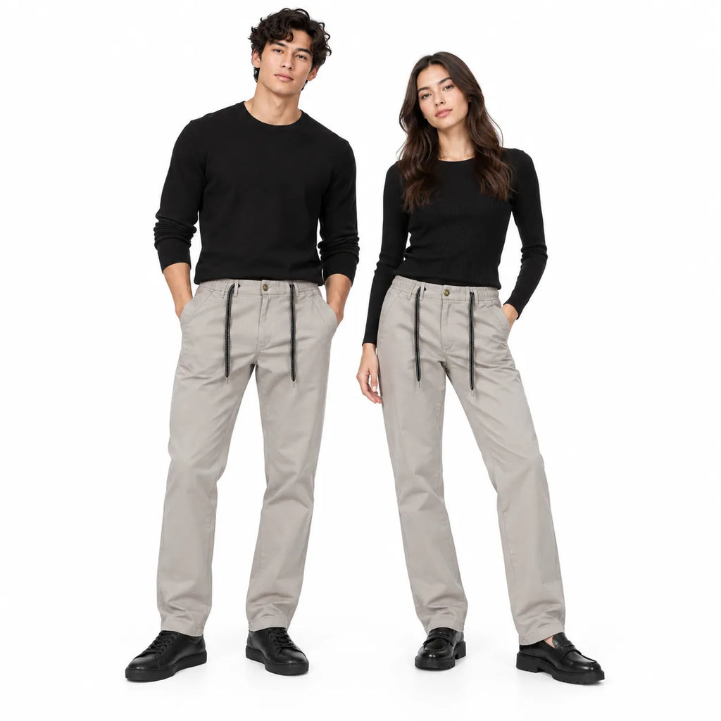 Stone Grey Cotton Cargo Pants - Regular Fit Utility Trousers