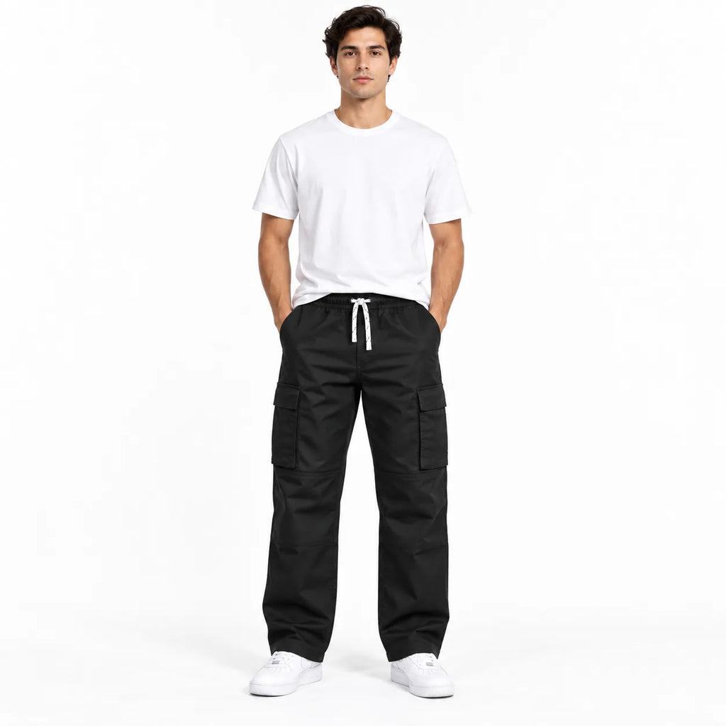 Black Full Baggy Cargo Trousers