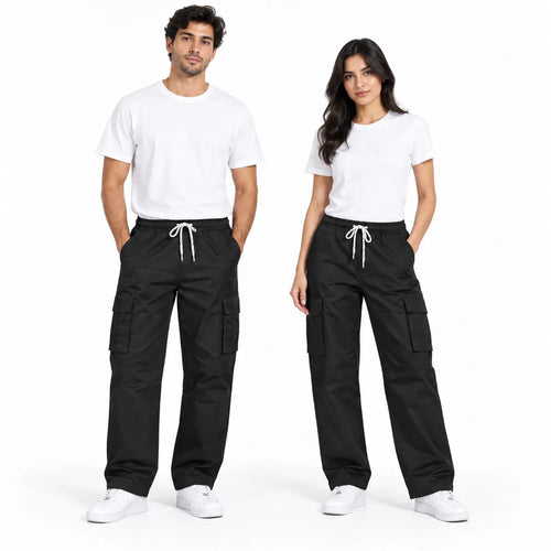Black Full Baggy Cargo Trousers