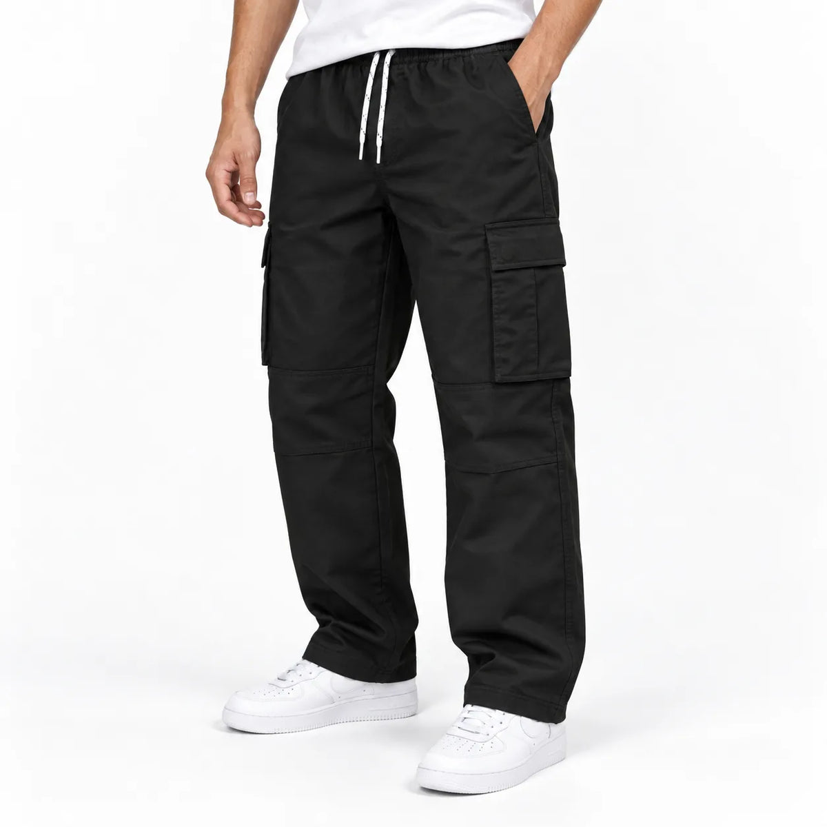 Black Full Baggy Cargo Trousers