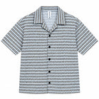 White & brown Geometric Textured Boxy Fit Shirt