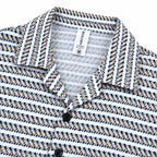 White & brown Geometric Textured Boxy Fit Shirt