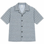 White & Grey Geometric Textured Boxy Fit Shirt