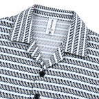 White & Grey Geometric Textured Boxy Fit Shirt