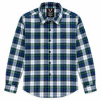 Green & Blue Plaid Check Slim Fit Long Sleeve Shirt