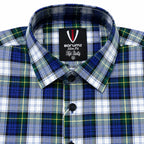 Green & Blue Plaid Check Slim Fit Long Sleeve Shirt