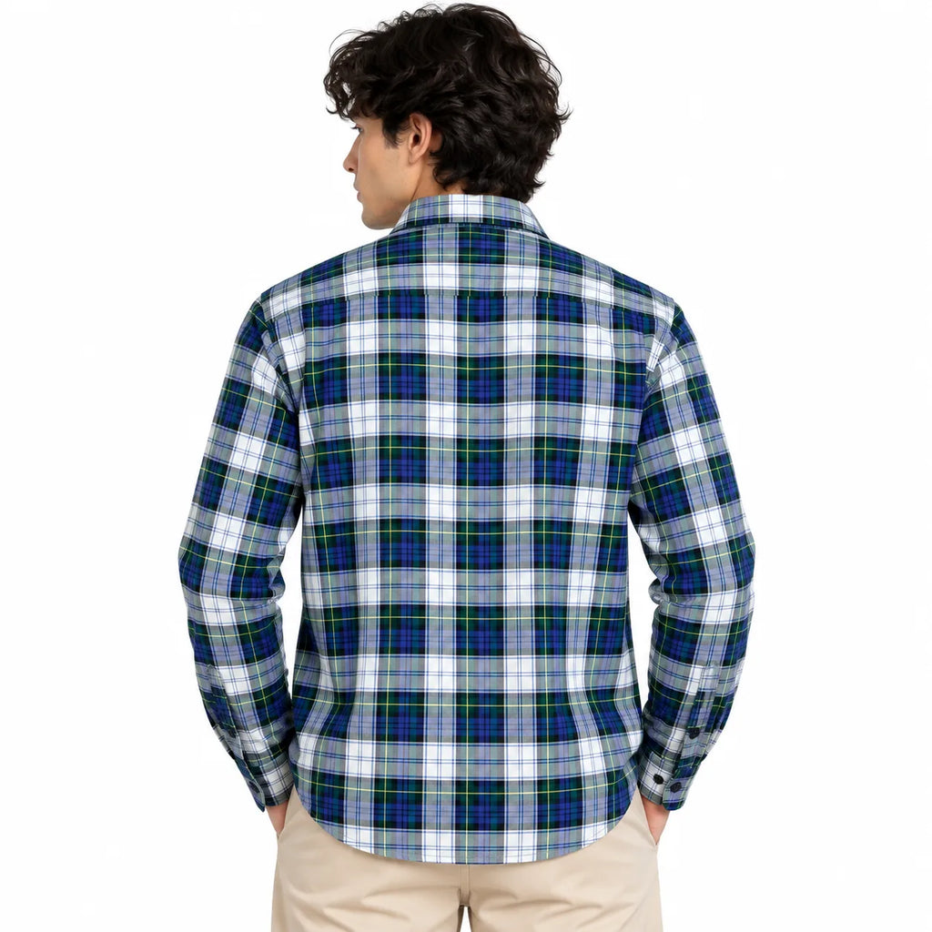 Green & Blue Plaid Check Slim Fit Long Sleeve Shirt