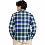 Green & Blue Plaid Check Slim Fit Long Sleeve Shirt
