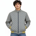 Grey & Beige GG Monogram Jacquard Knit Zip-Up Jacket