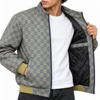 Grey & Beige GG Monogram Jacquard Knit Zip-Up Jacket
