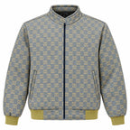 Grey & Beige GG Monogram Jacquard Knit Zip-Up Jacket