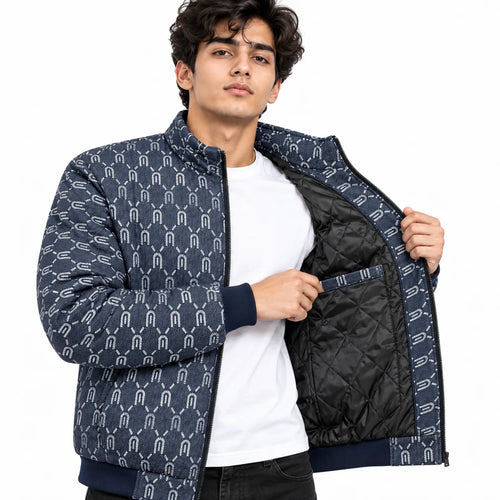 Horseshoe Monogram Jacquard Zip-Up Jacket