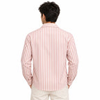 Unisex Pink & White Vertical Stripe Utility Shirt