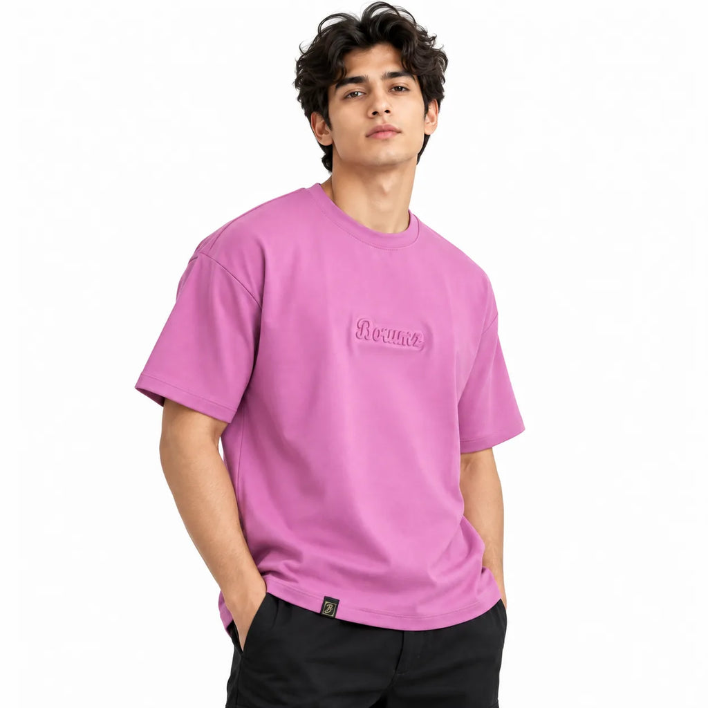 Borumz Essentials 300 GSM Scuba Drop Shoulder T-Shirt - Muted Pink