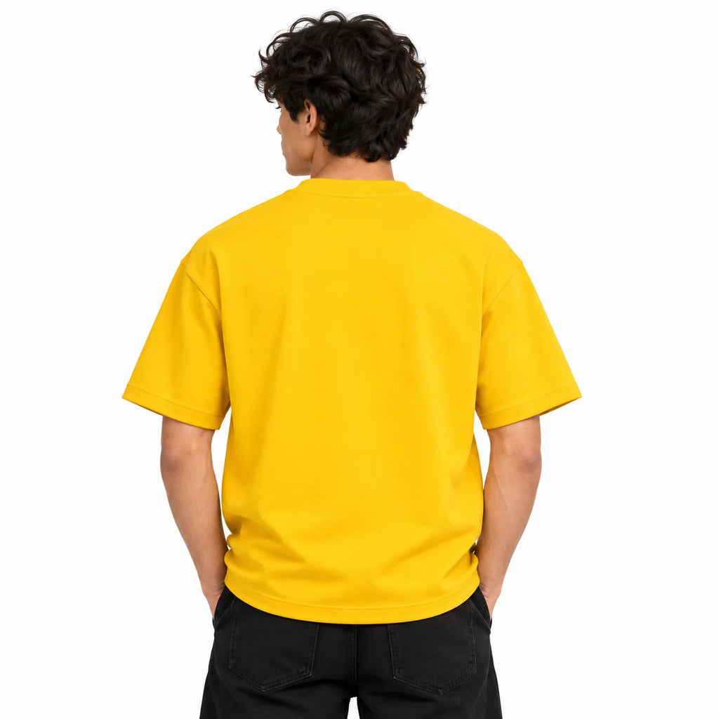 Borumz Essentials 300 GSM Scuba Drop Shoulder T-Shirt- Mustard Yellow
