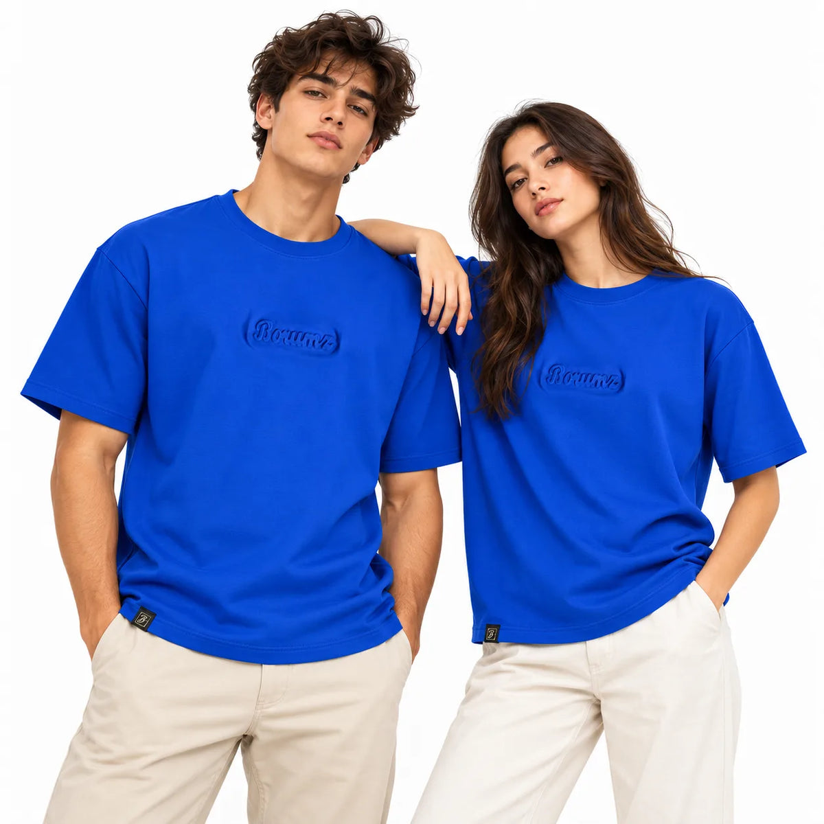 Borumz Essentials 300 GSM Scuba Drop Shoulder T-Shirt - Royal Blue