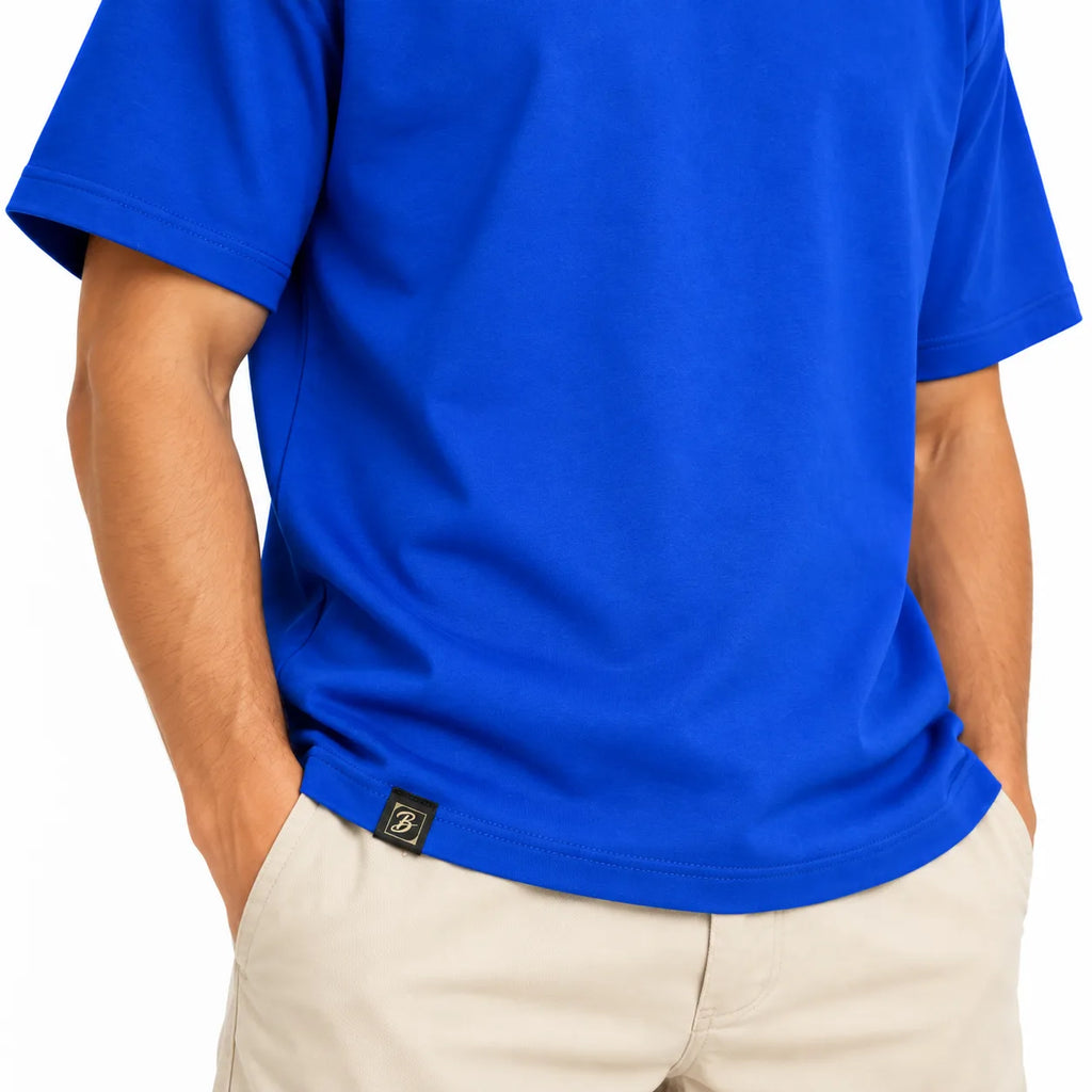 Borumz Essentials 300 GSM Scuba Drop Shoulder T-Shirt - Royal Blue