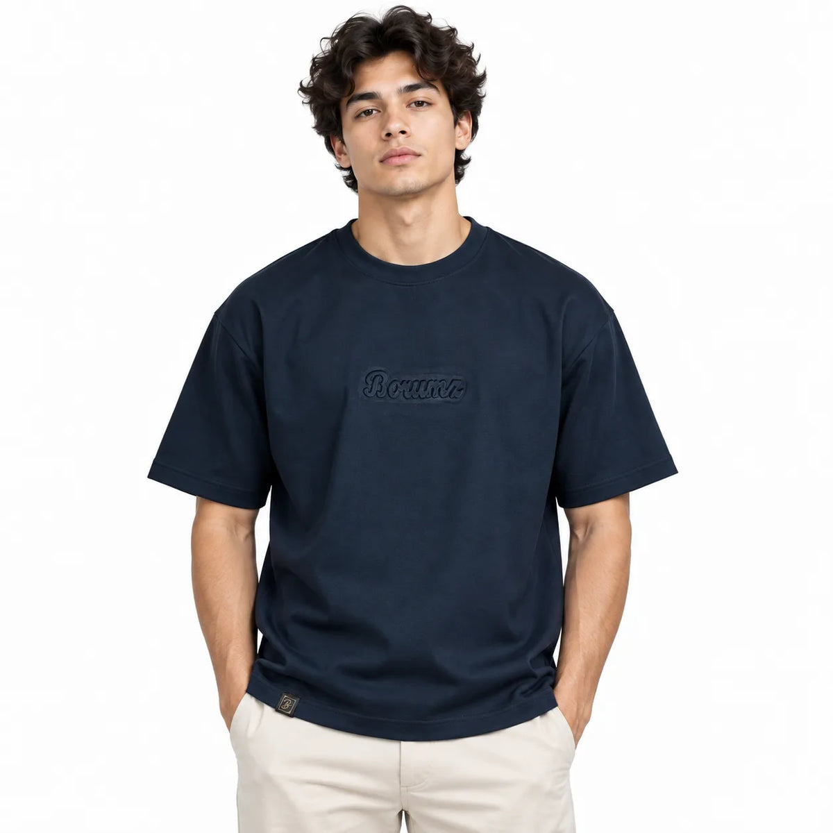 Borumz Essentials 300 GSM Scuba Drop Shoulder T-Shirt - Dark Navy