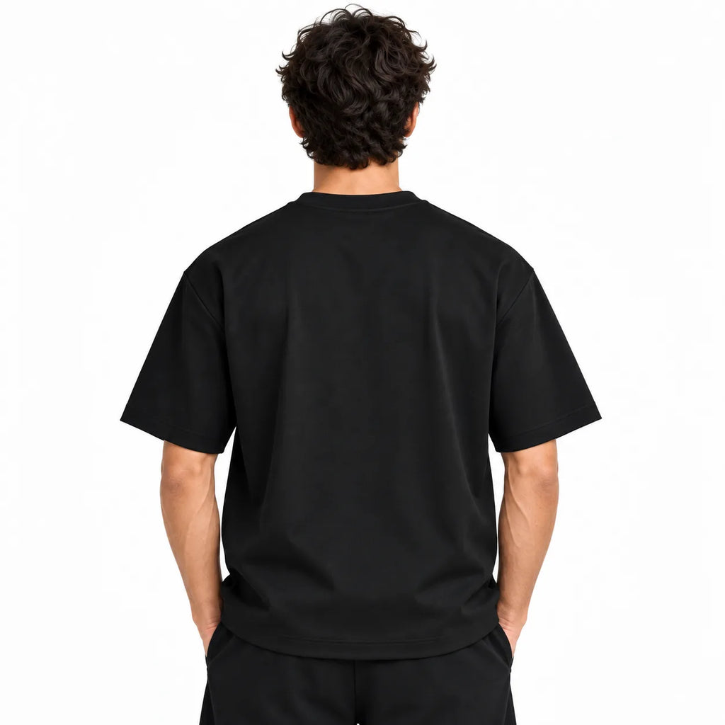 Borumz Essentials 300 GSM Scuba Drop Shoulder T-Shirt - Jet Black