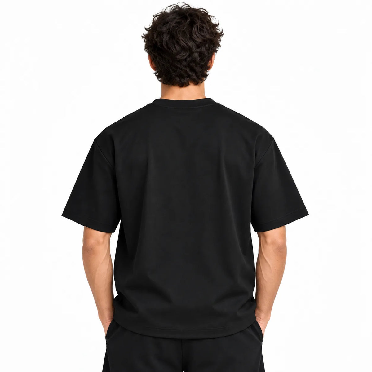 Borumz Essentials 300 GSM Scuba Drop Shoulder T-Shirt - Jet Black