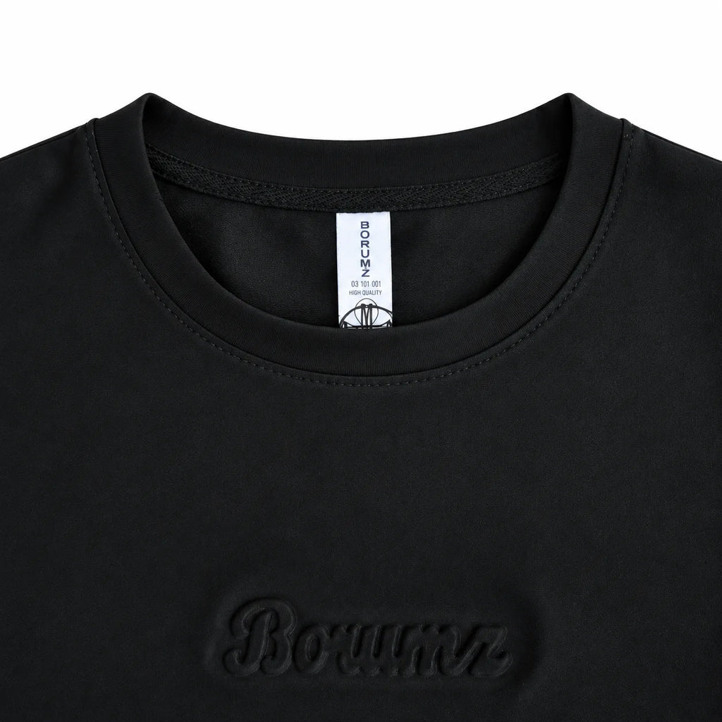 Borumz Essentials 300 GSM Scuba Drop Shoulder T-Shirt - Jet Black
